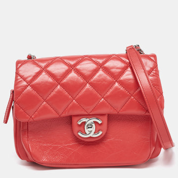 CHANEL Pink Coral Quilted Leather Express Zip Around Flap Bag