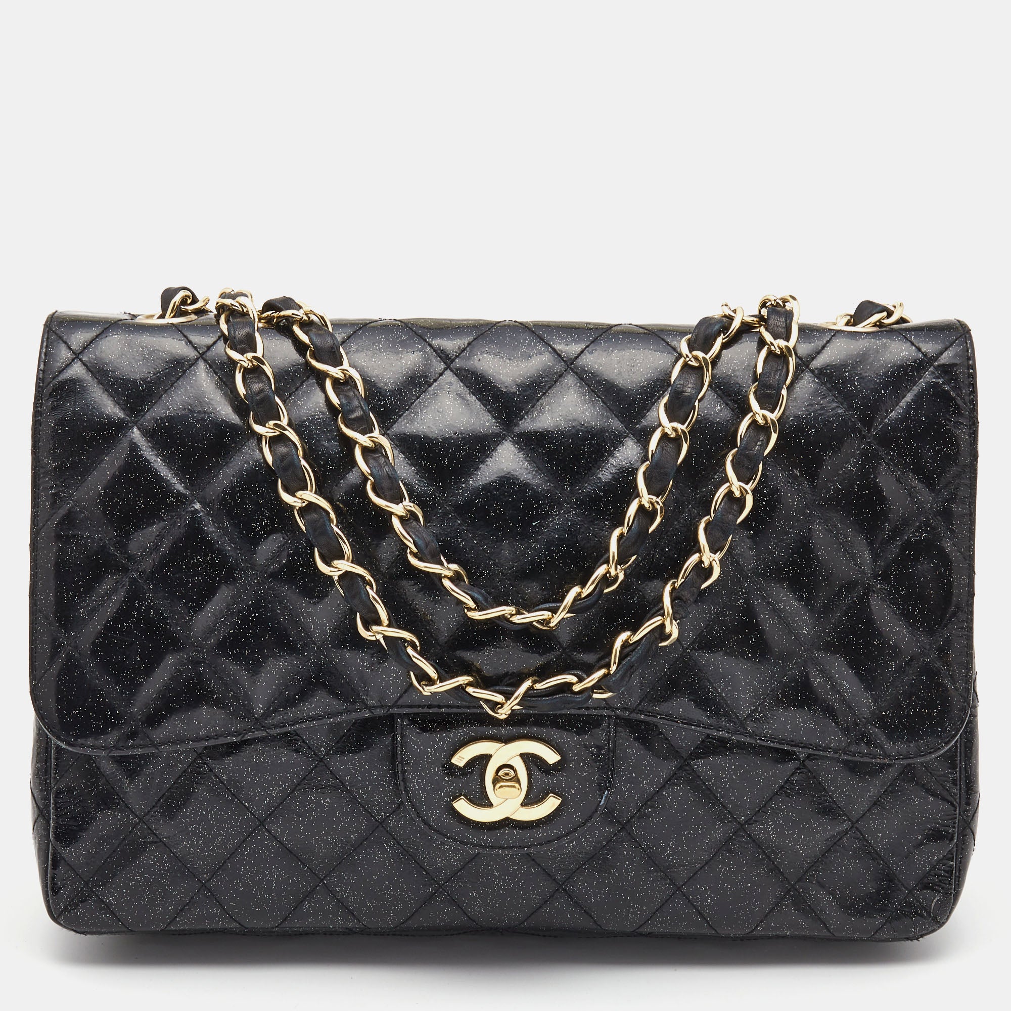 CHANEL Black Quilted Leather Maxi Classic Double Flap Bag