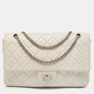 CHANEL White Quilted Aged Leather Reissue 2.55 Classic 227 Flap Bag
