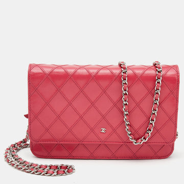 CHANEL Pink Quilted Leather WOC Bag