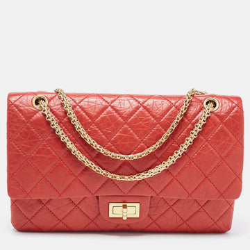 CHANEL Red Quilted Aged Leather Reissue 2.55 Classic 227 Flap Bag