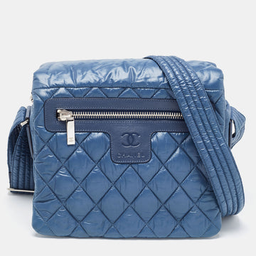 CHANEL Blue Quilted Nylon Small Coco Cocoon Messenger Bag