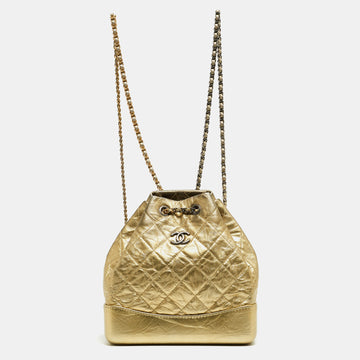 CHANEL Gold Quilted Leather Small Gabrielle Backpack
