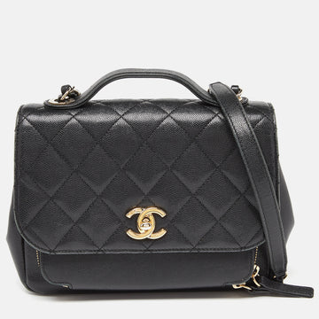 CHANEL Black Caviar Leather Business Affinity Chain Flap Bag