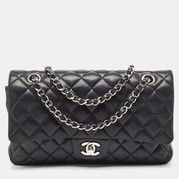 CHANEL Black Quilted Leather Small CC Turnlock Full Double Flap Bag