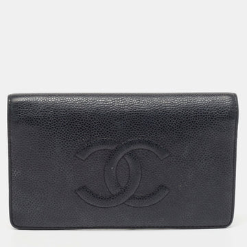 CHANEL Navy Blue Leather CC Timeless Wallet