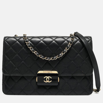 CHANEL Black Quilted Leather Beauty Lock Flap Bag