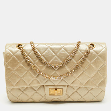CHANEL Gold Quilted Aged Leather 227 Reissue 2.55 Flap Bag