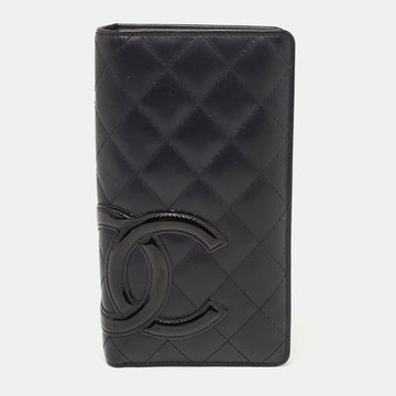 CHANEL Black Quilted Leather Cambon Ligne Long Wallet