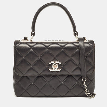 CHANEL Black Quilted Leather Small Trendy CC Flap Top Handle Bag