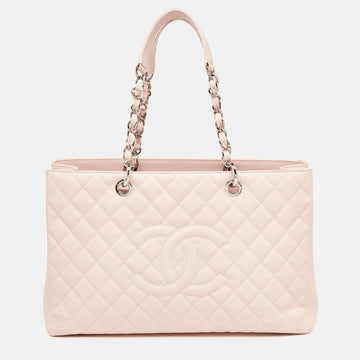 CHANEL Pink Quilted Caviar Leather Grand Shopping Tote