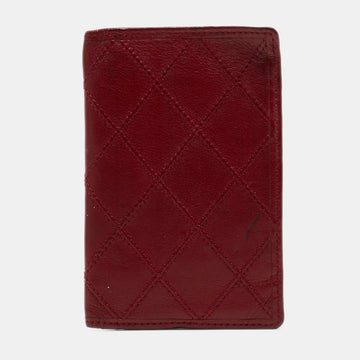 CHANEL Red Quilted Leather Vintage Bifold Card Holder
