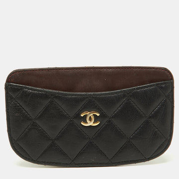 CHANEL Black Quilted Leather Card Holder