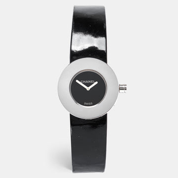 Chanel Black Stainless Steel Leather La Ronde H0579 Women's Wristwatch 29 mm