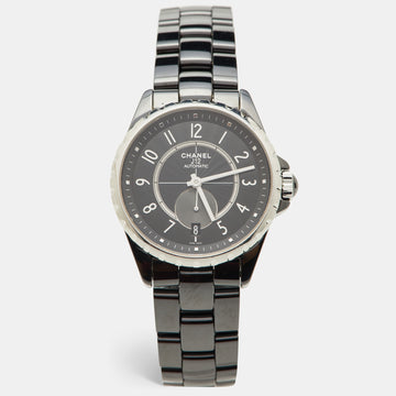 CHANEL Black Ceramic Stainless Steel J12 H03836 Women's Wristwatch 36.50 mm