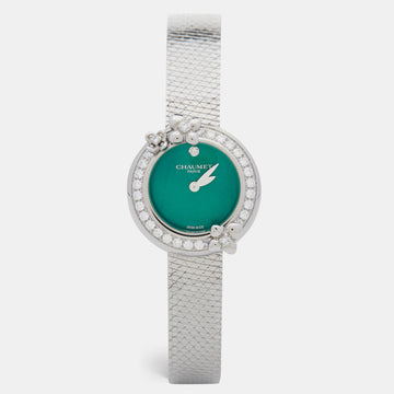 CHAUMET Green Stainless Steel Diamond Hortensia Eden W83880-001 Women's Wristwatch 22 mm