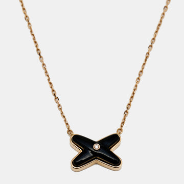 Chaumet Jeux de Liens Diamond Onyx 18K Rose Gold Necklace