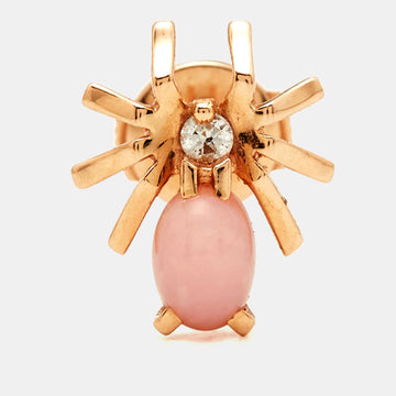 CHAUMET Attrape-Moi Spider Diamond Pink Opal 18k Rose Gold Single  Earrings