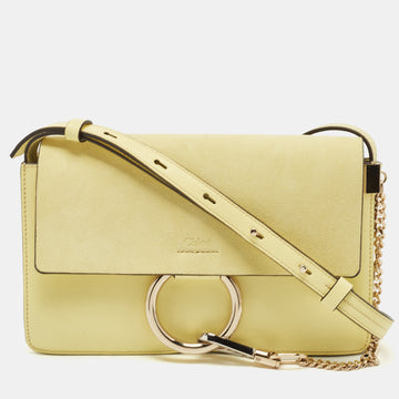 CHLOE Yellow Leather and Suede Small Faye Shoulder Bag
