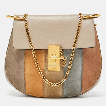 CHLOE Multicolor Leather and Suede Medium Drew Shoulder Bag
