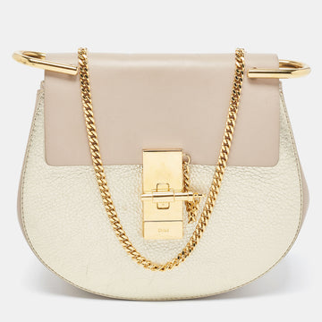 CHLOE Gold/Beige Leather Small Drew Shoulder Bag
