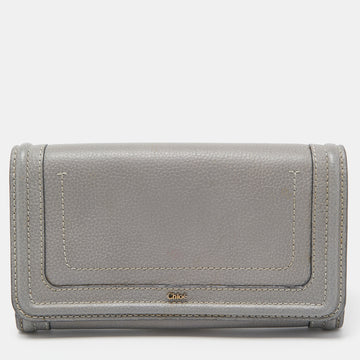 CHLOE Grey Leather Paraty Flap Continental Wallet