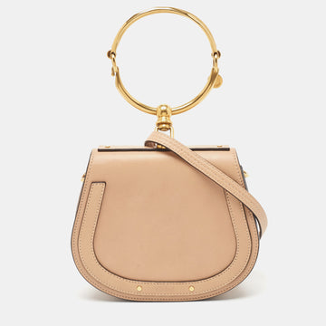 CHLOE Beige Leather and Suede Small Nile Bracelet Crossbody Bag