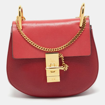CHLOE Red Leather Mini Drew Chian Shoulder Bag