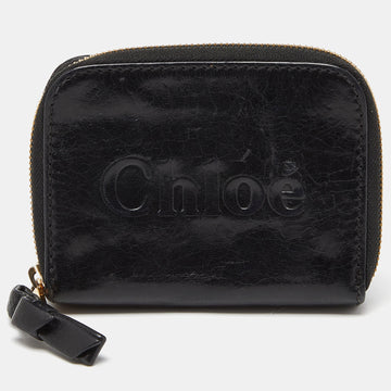 CHLOE Black Leather Zip Compact Wallet