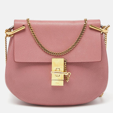 CHLOE Pink Leather Medium Drew Shoulder Bag