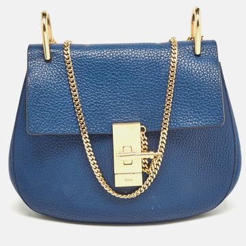 CHLOE Blue Leather Medium Drew Shoulder Bag