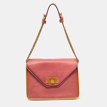 CHLOE Pink Leather Medium Sally Shoulder Bag