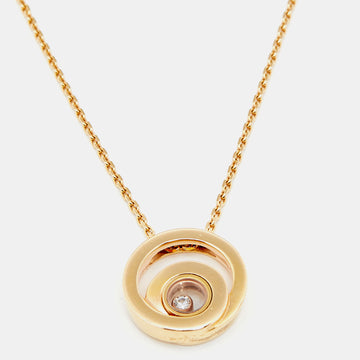 Chopard Happy Diamond 18K Rose Gold Circle Pendant Necklace