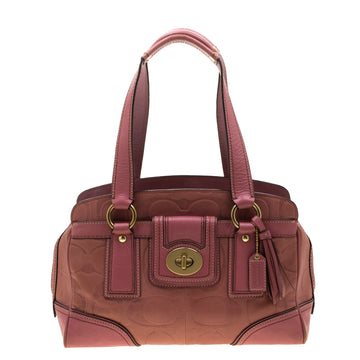 COACH Pink Leather Pocket Turnlock Satchel
