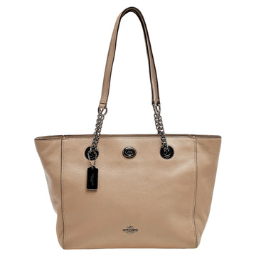 COACH Grey Leather TurnLock Tote