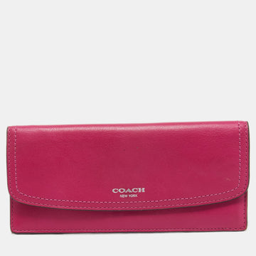 COACH Pink Leather Slim Envelope Continental Wallet