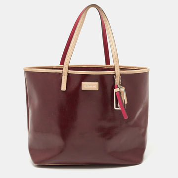 COACH Burgundy Patent Leather Metro Tote