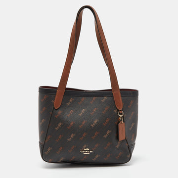 COACH Brown Siganature Coated Canvas and Leather Tote