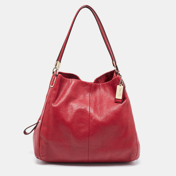 COACH Red Leather Phoebe Madison Shoulder Bag