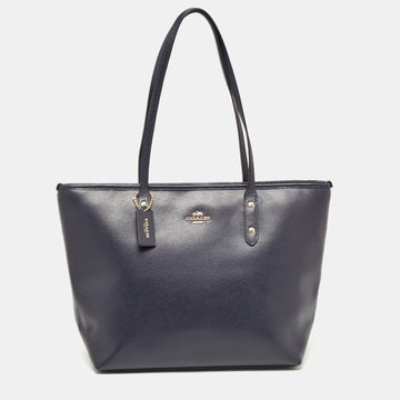 COACH Navy Blue Leather City Zip Tote