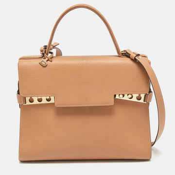 Delvaux Beige Leather Tempete GM Top Handle Bag