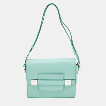 DELVAUX Turquoise Leather Madame PM Shoulder Bag