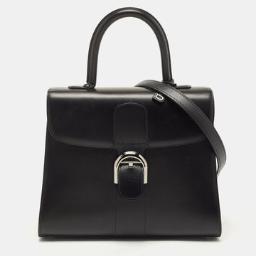 DELVAUX Black Leather Brillant MM Top Handle Bag