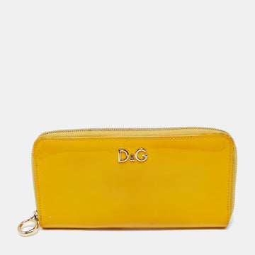 D&G Yellow Patent Leather Zip Around Wallet
