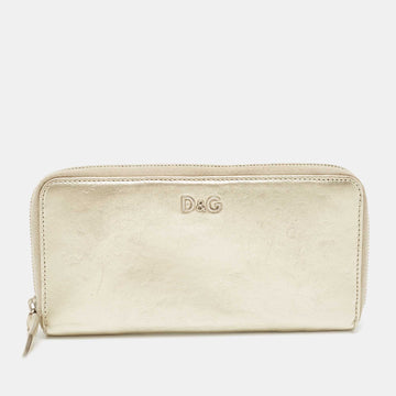 D&G Pale Gold Leather Zip Around Wallet