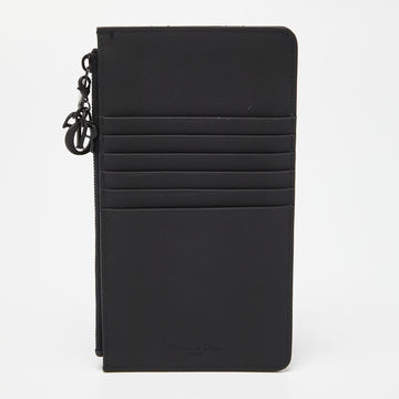 DIOR Black Matte Cannage Leather Zip Pouch