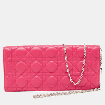 DIOR Pink Leather Lady  Chain Pouch