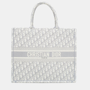 DIOR Grey Oblique Embroidered Canvas Large Book Tote