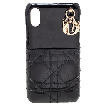 DIOR Black Cannage Patent Leather Lady  iPhone X/XS Case