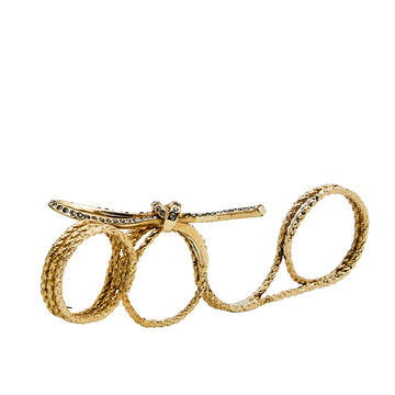 DIORChristian  Gold Tone Three Finger Bow Ring L
